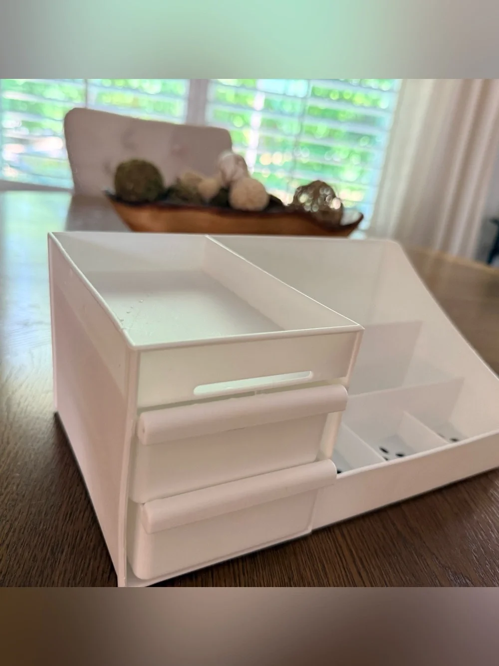 White Makeup Organizer with Drawers – Vanity Bathroom Desk Storage